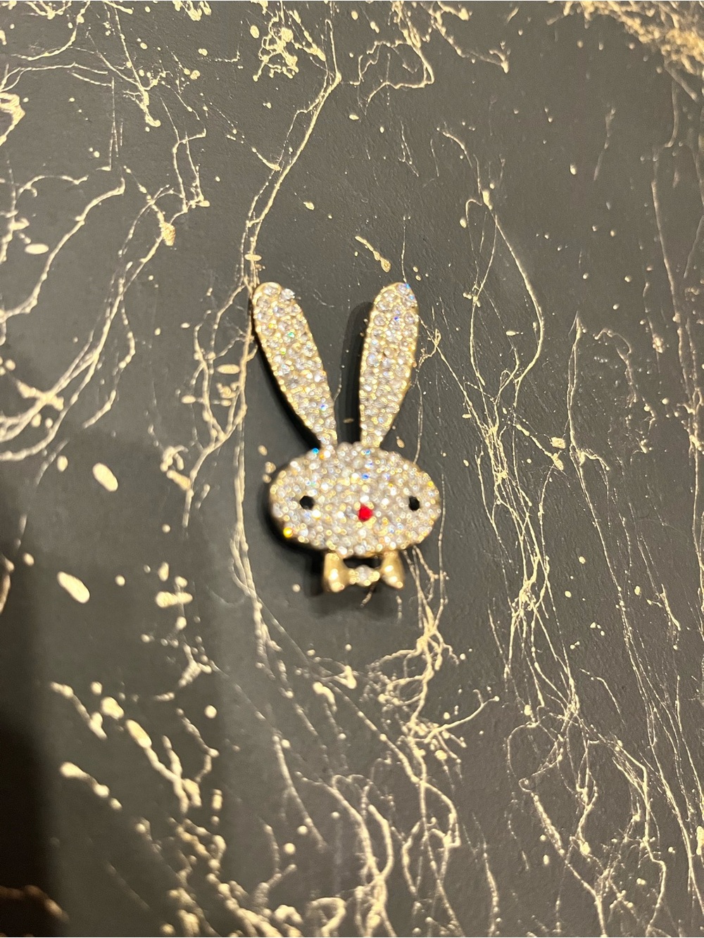 Crystal Bunny Brooch: Gold Tone Rabbit Pin with Rhinestones